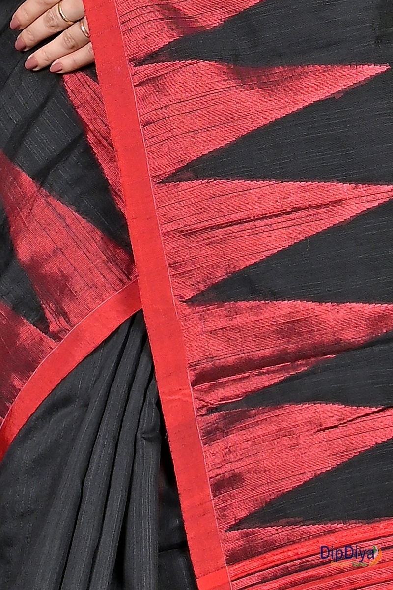 Black Cotton Blended Pariva Hand Loom Saree (358)